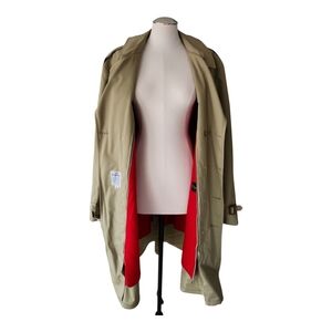 VTG Classic Beige Trench Coat Rainfair Removable Red Lining Khaki Belted